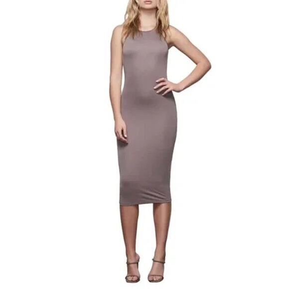 Good American Micro Rib Sleeveless Midi Bodycon Dress 4 - Picture 1 of 7